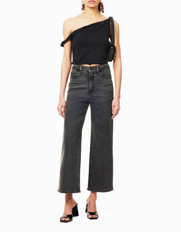 CHW01014 bra midja Palazzo breda ben höghus stretch-denim jeans