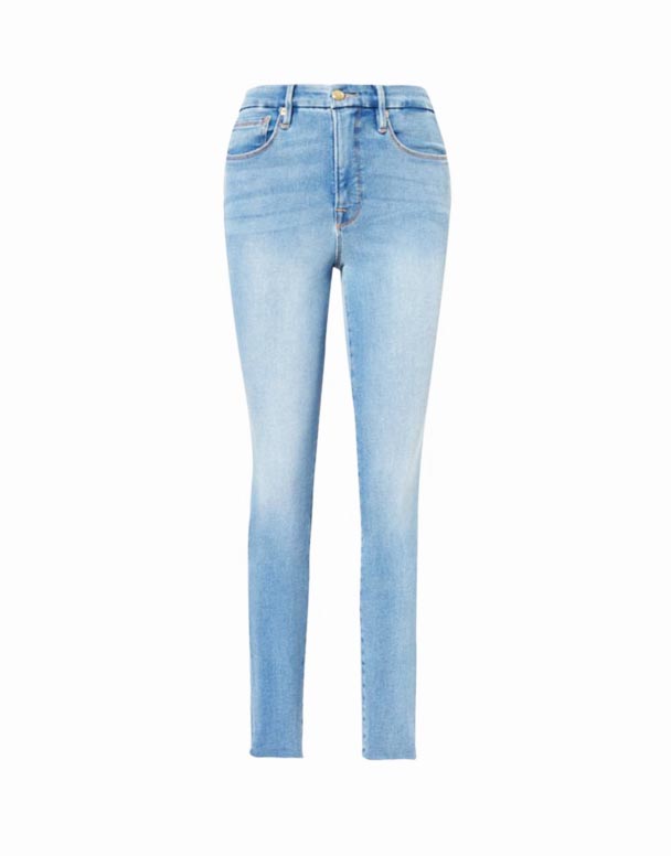 G01022 Góðir Fætur mjóir-fætur í meðalhæð uppskornar teygjur-denim gallabuxur