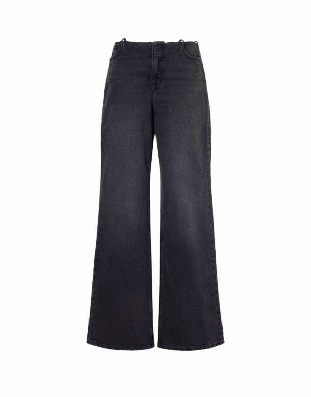 CHW01023 dra på elastiska breda ben mid-rise stretch-denim jeans