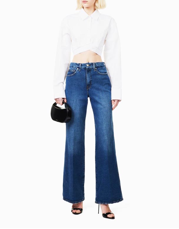 CHW01025 bra skridsko fem fickor Breda ben höghus Stretch-Denim blandning Jeans