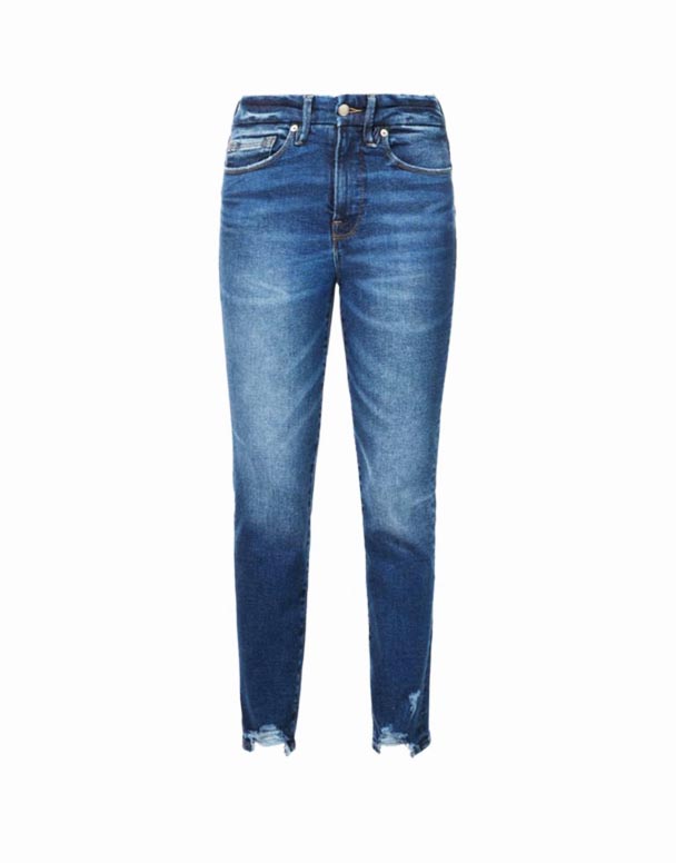 G01036 Góðir Fætur Nauðir Bein-Fótur Meðal-Rísa Denim-Blanda Gallabuxur