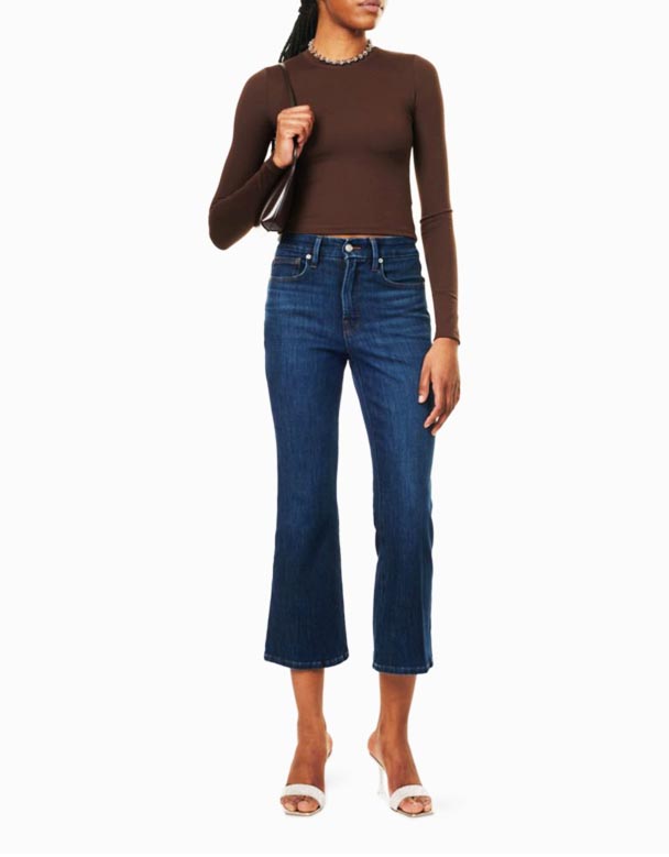 01045 Góðir Fætur Uppskera Lítill Stígvél Teygja-Denim Gallabuxur