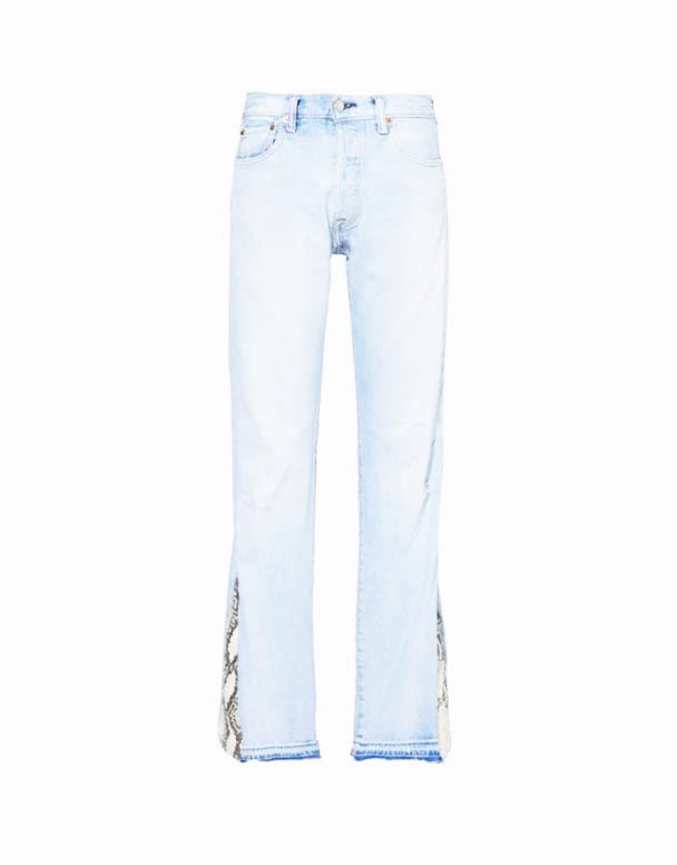 CHW01094 Le Flare snake-print-panels شلوار جین جین بلند و بلند