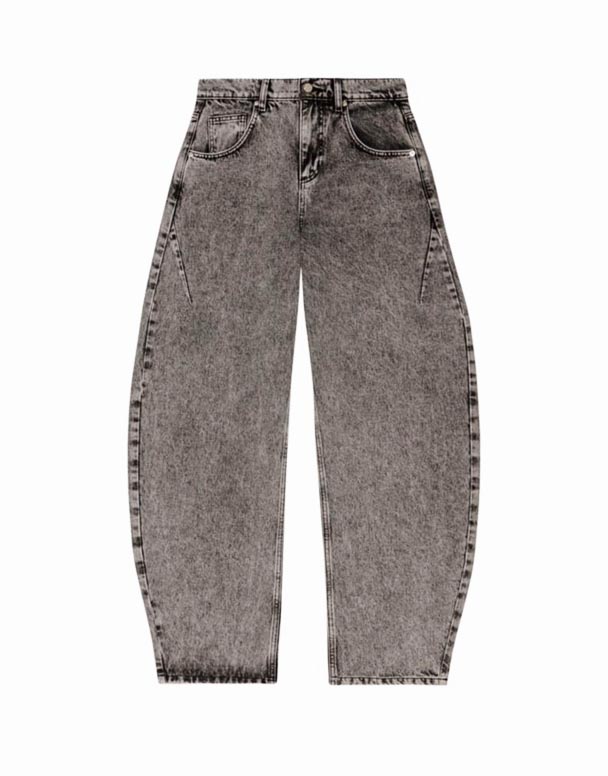 CHW01157 Jeans mit hoher Leibhöhe und entspannter Passform mit Fassbein