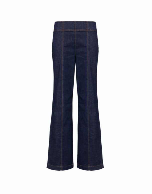 CHW01175 Beat-Beat Jeans Jeans mat engem riichte Been an engem héije Bändchen Aus Stretch Koteng a recycléiertem Polyester mat zwee Poschen