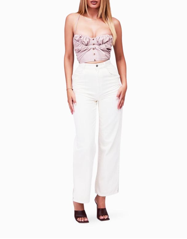 CHW01179 Twist Jeans z wysokim stanem o prostym kroju