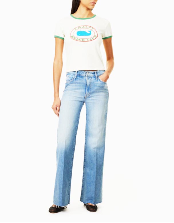 CHW01224 Jeans elásticos de tiro medio con dobladillo sin rematar de The Hustler