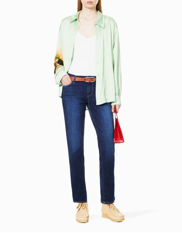 01238 Brigitte skinny uppskornar háhýsa gallabuxur