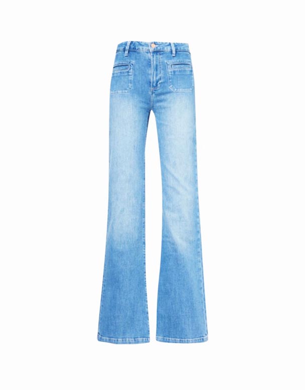 CHV01270 Leenah Patch-Pocket Slim plačios kojos ruožas-džinsiniai džinsai