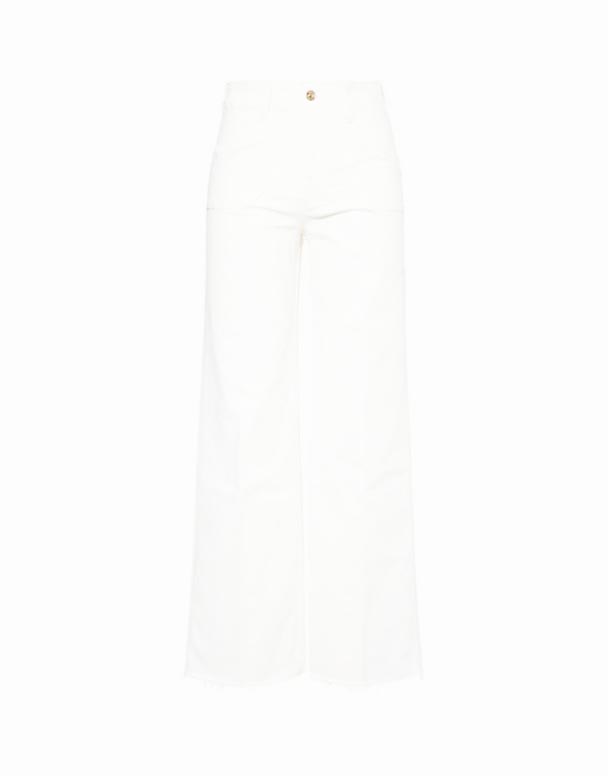 CHW01276 Anessa Jeans aus Stretch-Denim mit hohem Bund und weitem Bein mit rohem Saum