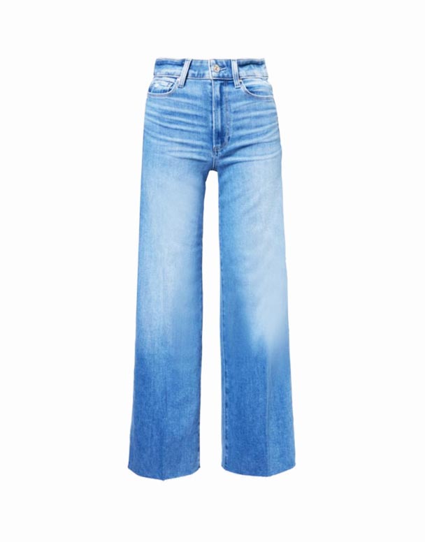 CHV01289 Anessa rå-manchet Straight-ben stretch-denim blend jeans