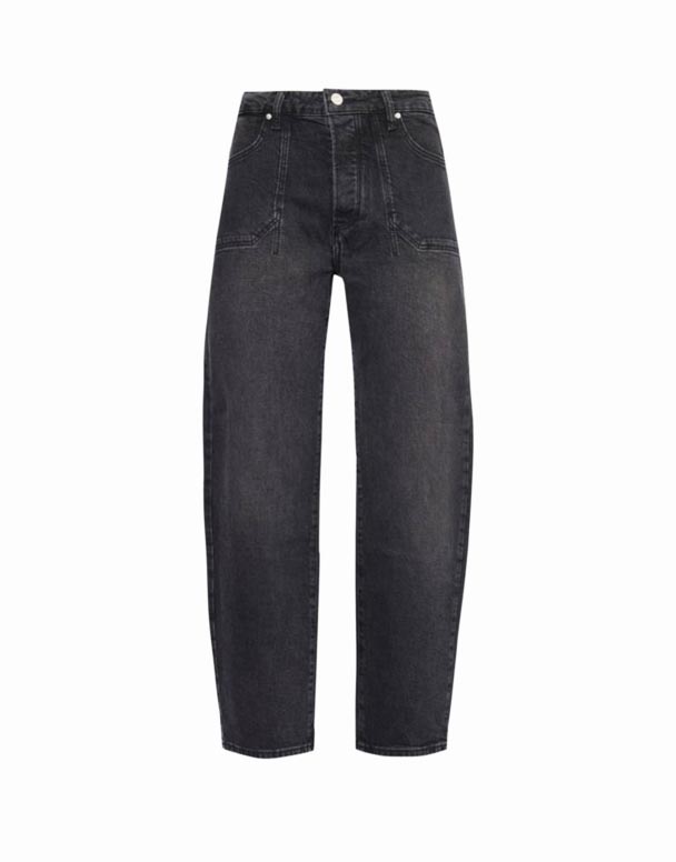 CHW01327 Alexis peregangan kaki barel bertingkat tinggi-jeans denim