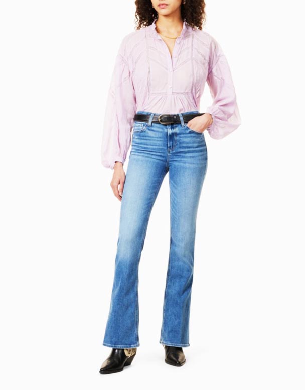 CHW01336 Laurel Canyon soluk yıkama alevlendi yüksek katlı streç denim karışımı kot