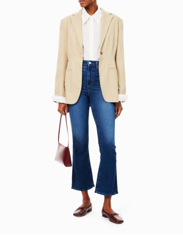 CHW01339 Jeans denim stretch berkobar bertingkat tinggi Claudine