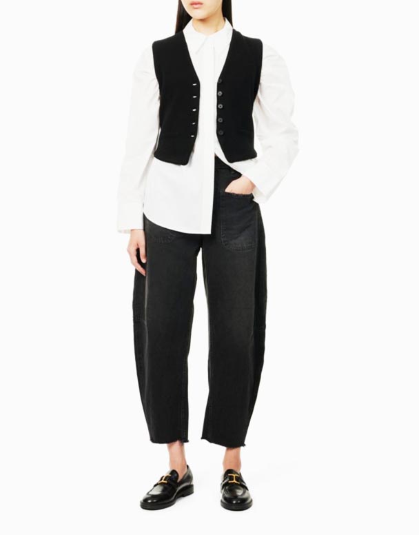 CHW01341 Jean en denim coupe décontractée à jambe évasée