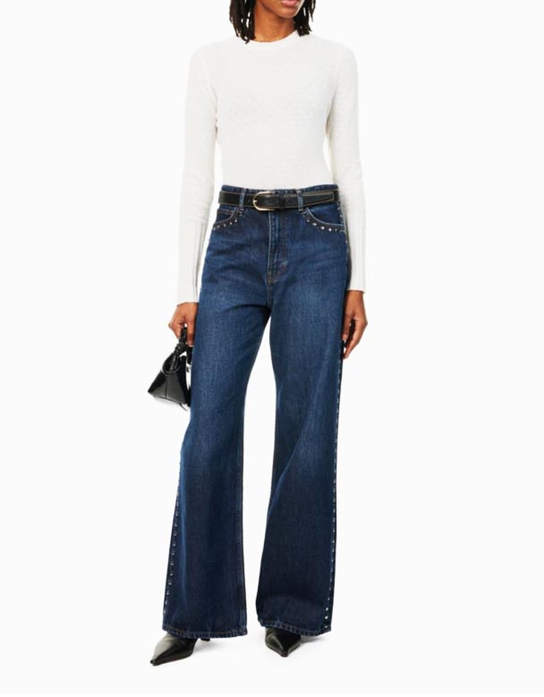 CHW01375 amajean e-denim anezinhlaka eziphakeme ezinemilenze ebanzi
