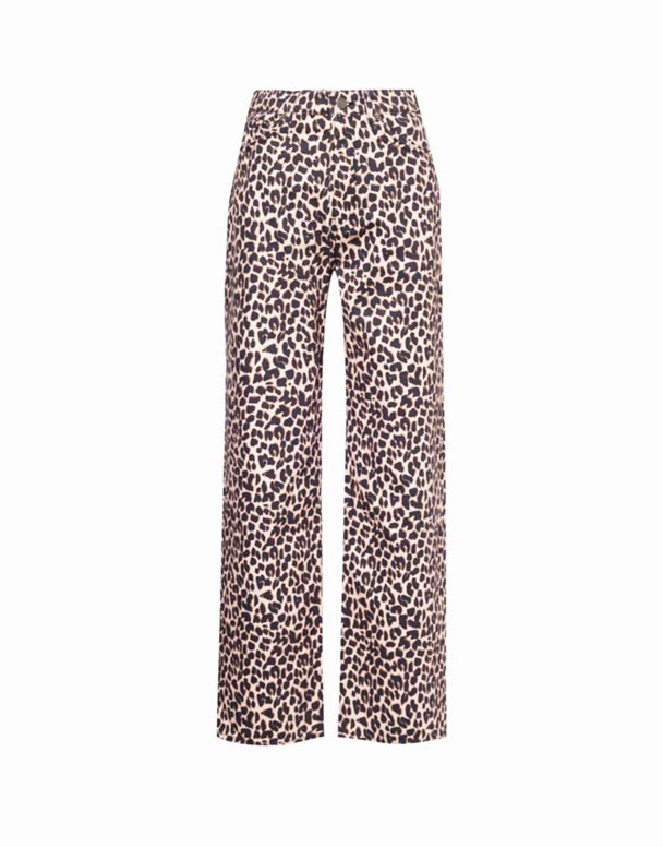 CHW01377 Cary leopard-print z prostymi nogawkami z wysokim stanem organic-denim jeans
