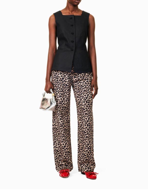 CHW01377 Cary leopard-print z prostymi nogawkami z wysokim stanem organic-denim jeans