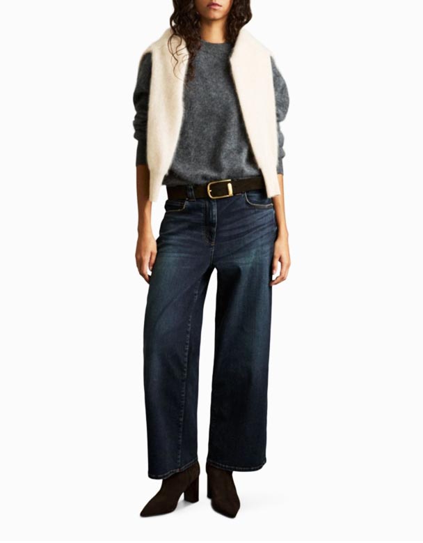 CHV01381 geniş ayaqlı və orta boylu Myrtle uzanan Jeans
