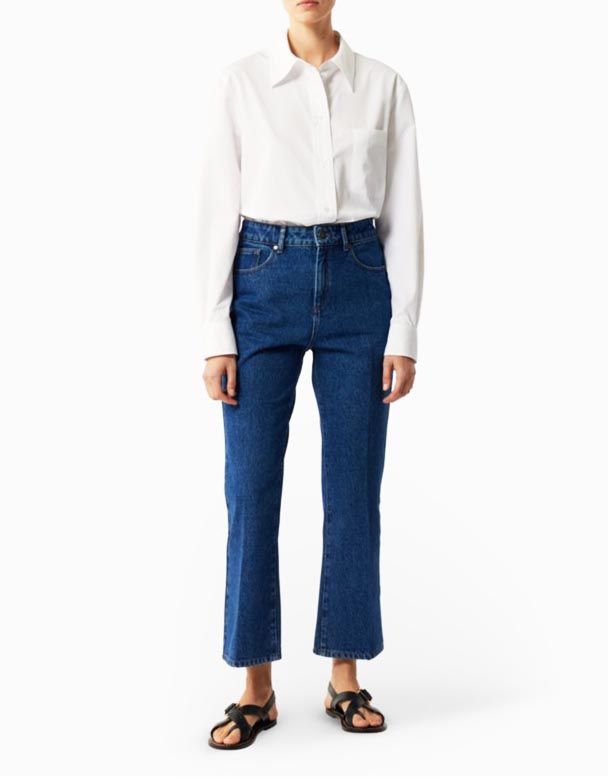 Chw01442 Francisco contrast-stitch straight-leg high-rise τζιν