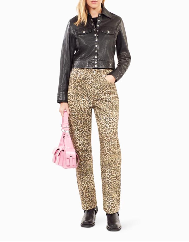 CHW01463 Frënd Jeans Aus Stretch-Denim mat mëttelhéichem Bändchen A Leopardmuster