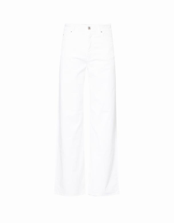 CHW01491 Medina Marken-Patch-Jeans mit weitem Bein und hohem Bund aus Stretch-Denim