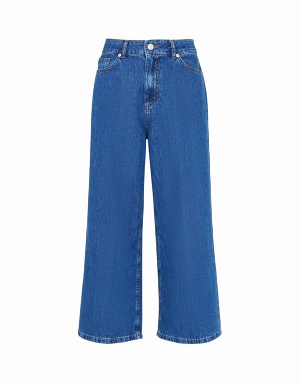 CHW01492 spodnie jeansowe z szerokimi nogawkami i średnim stanem