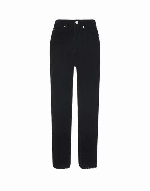 CHW01497 Hochhohe Jeans mit Cordstruktur und Fassbein