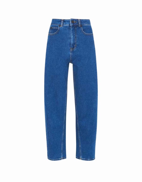 CHW01514 Varil yüksek katlı düz bacaklı kot pantolon