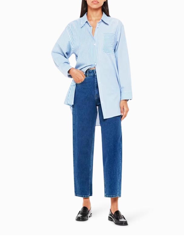 CHW01514 Jean droit taille haute baril