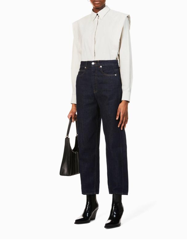 CHW01516 Jean droit taille haute authentique