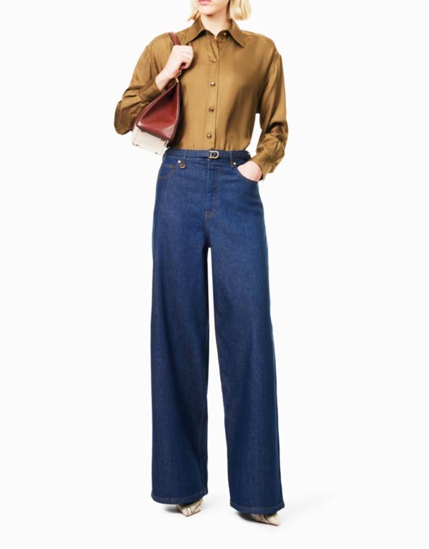 CHW01530 Jean en Denim Stretch Décontracté à Jambe Évasée
